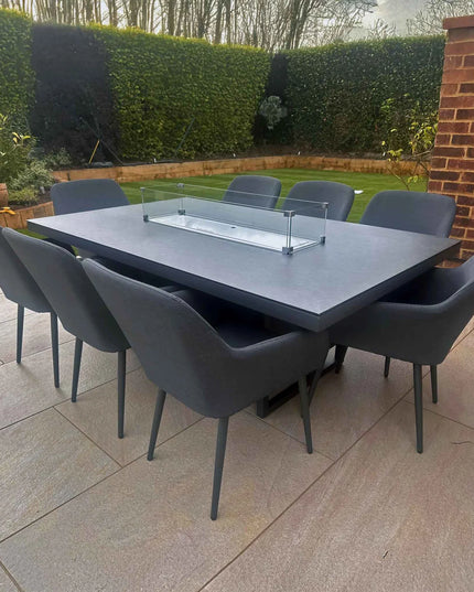 Jupiter Fire Pit Dining Set with 8 Chairs