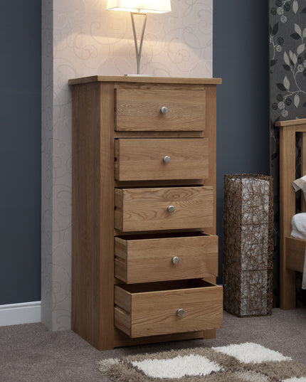 Torino 5 Drawer Narrow Chest