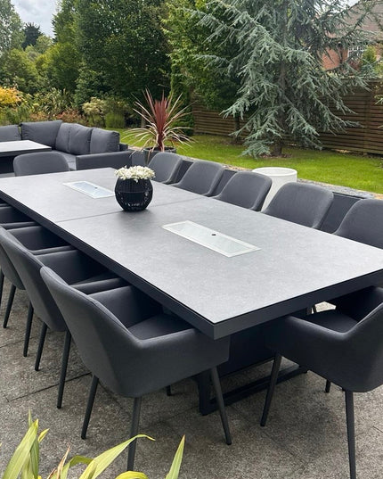 Jupiter Double Fire Pit Dining Set with 10 Chairs